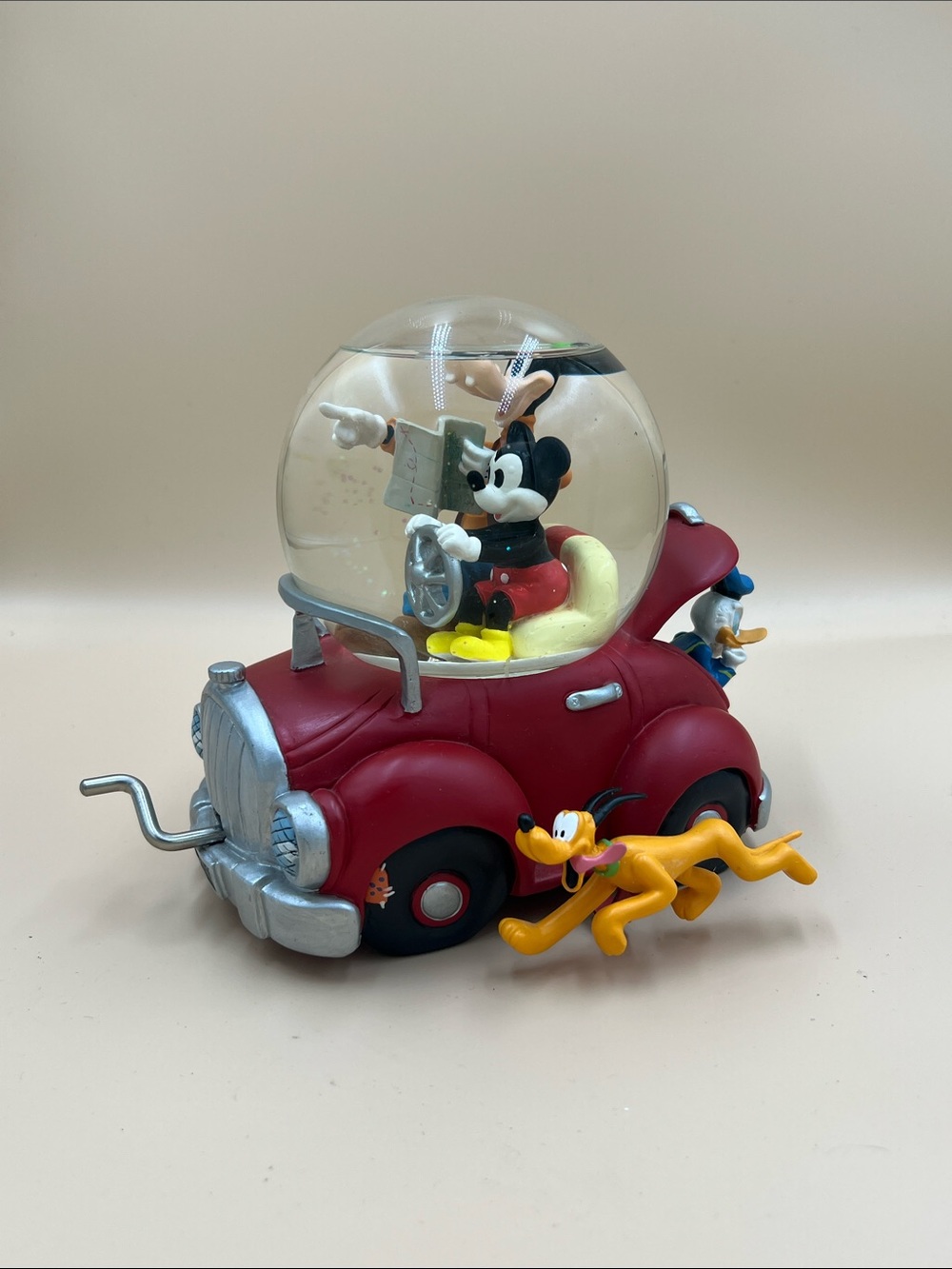 Vintage Walt Disney Mickey Mouse car water globe with friends